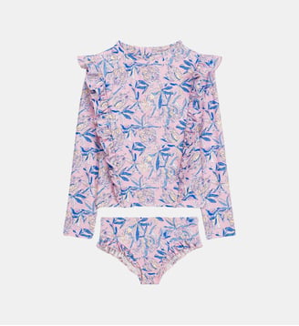 T-shirt de bain Yanika et culotte - Louise Misha - Rose et bleu