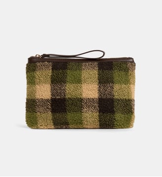 Pochette Vicky en imitation peau lainée - Galeries Lafayette - Vert et camel