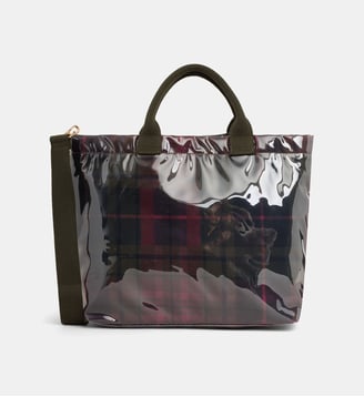 Sac cabas Bianca Check plastifié imprimé tartan - Galeries Lafayette - Kaki foncé