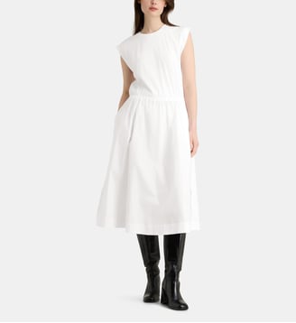 Robe Fanion mi longue sans manches coton  - Galeries Lafayette - Blanc