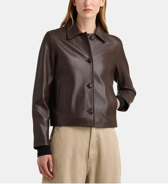 Blouson droit Dakota cuir - Galeries Lafayette - Marron chocolat