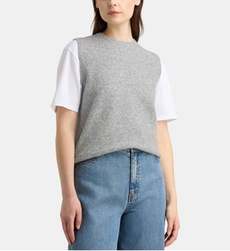 Pull droit sans manches Flavie - Galeries Lafayette - Gris et beige