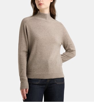 Pull col montant Elsa CM en laine - Galeries Lafayette - Beige moyen