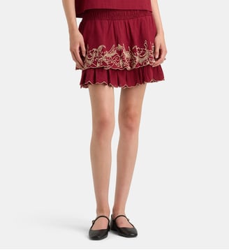 Jupe courte Desire Brod coton - Galeries Lafayette - Rouge