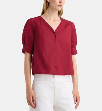 Top Aruba Ruch coton - Galeries Lafayette - Rouge grenade