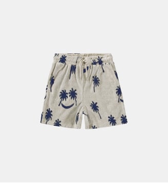 Short Abay coton éponge imprimé palmiers - Molo - Beige et bleu