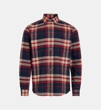 Chemise droite Tiflaro 1 tartan coton - Galeries Lafayette - Rouge et bleu