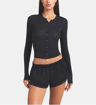 Cardigan ajusté transparent col rond - Skims - Onyx