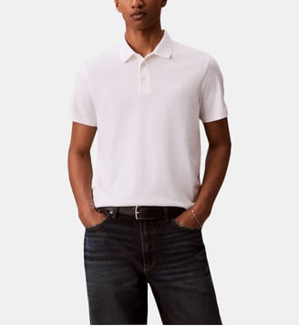 Polo slim coton supima - Calvin Klein - Blanc nacré