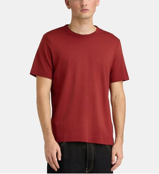 T-shirt droit strié coton - Calvin Klein - Bordeaux