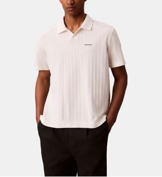 Polo droit signature - Calvin Klein - Blanc nacré