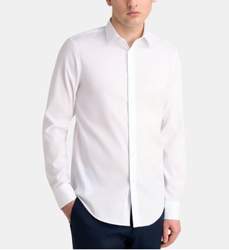 Chemise slim sans repassage coton stretch - Calvin Klein - Blanc