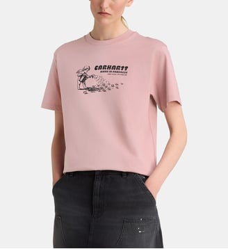 T-shirt droit W S/S Bumper sticker coton - Carhartt WIP - Hortensia