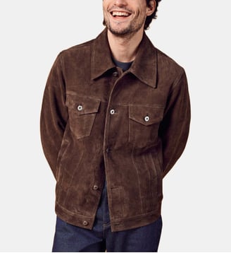 Blouson droit en cuir Marlow  - Balibaris - Marron