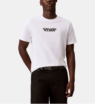 T-shirt droit signature - Calvin Klein - Blanc nacré