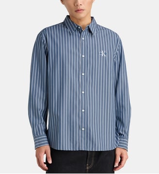 Chemise relaxed fit rayures coton - Calvin Klein - Bleu et blanc