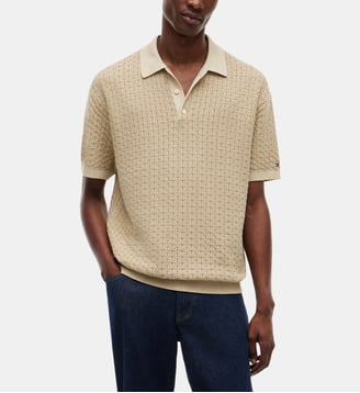 Pull polo droit - Tommy Hilfiger - Beige foncé