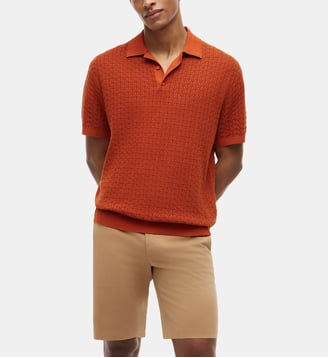 Pull polo droit - Tommy Hilfiger - Orange brique