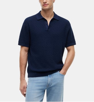Pull polo droit  - Tommy Hilfiger - Bleu marine