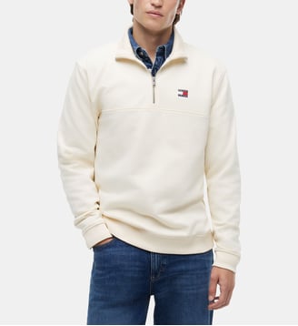 Sweat droit signature en coton - Tommy Hilfiger - Écru