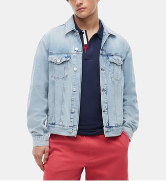 Veste courte droite denim délavé - Tommy Hilfiger - Bleu