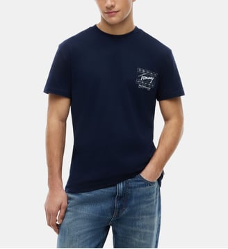 T-shirt droit signature - Tommy Hilfiger - Marine