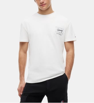 T-shirt droit signature - Tommy Hilfiger - Écru
