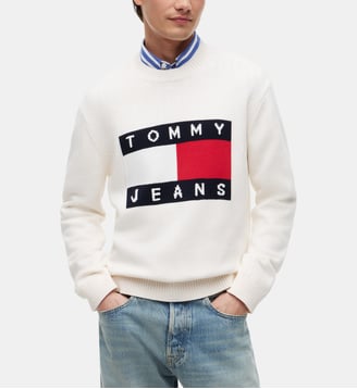 Pull droit signature - Tommy Hilfiger - Crème