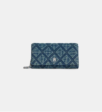 Sac pochette Feminine losanges denim - Tommy Hilfiger - Bleu denim