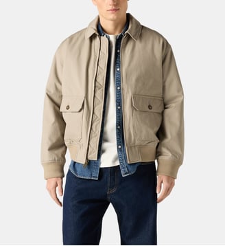 Blouson court droit zippé coton - Levi's - Vintage khaki