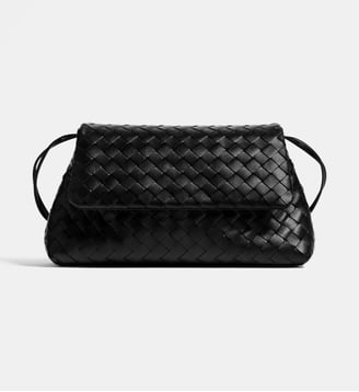 Sac à main Giorno en cuir motif à carreaux - Bottega Veneta - Black