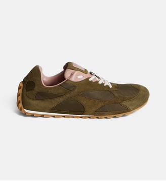 Baskets basses Orbit Flash en cuir suède - Bottega Veneta - Olive foncé