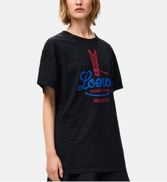 T-shirt droit en coton mélangé imprimé signature - Loewe - Noir