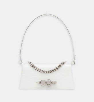 Mini Sac à main Jewelled Shoulder en cui - McQueen - White