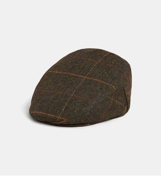 Casquette plate Wilkin carreaux et chevrons - Barbour - Olive