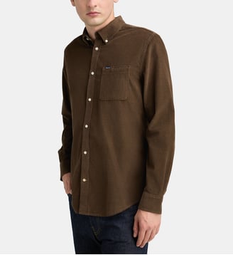 Chemise tailored fit Ramsey velours milleraies - Barbour - Marron