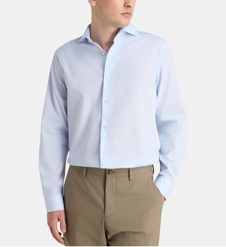 Chemise droite Wrinkle-Resistant popeline coton bio - Eton - Light blue