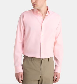 Chemise droite Wrinkle-Resistant popeline coton bio - Eton - Rose