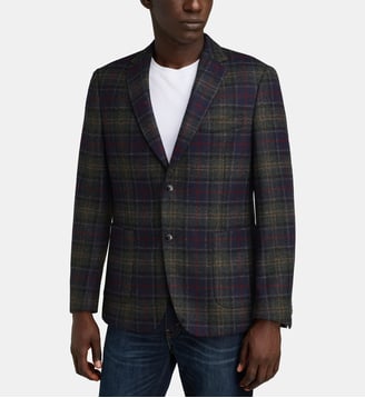 Blazer Sanders Moons en laine - Barbour - Vert et bleu marine