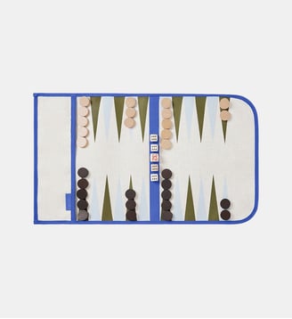 Backgammon de voyage N°135 - L/UNIFORM - Kaki et bleu