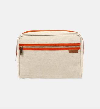 Trousse de toilette N°19 en coton et lin - L/UNIFORM - Beige et orange
