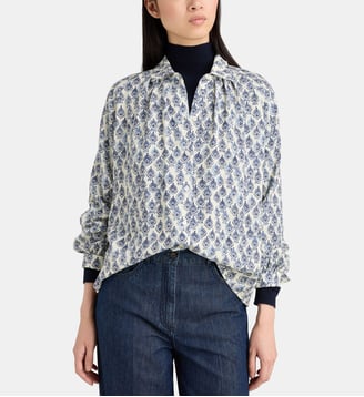 Chemise droite Oregano fantaisie - Jodhpur - Écru et bleu