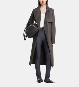 Trecnh Coat droit fermeture à boucle en coton - Courrèges - Carbone