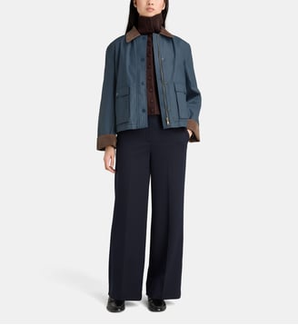 Parka droite courte Omeria col velours - Jodhpur - Bleu marine
