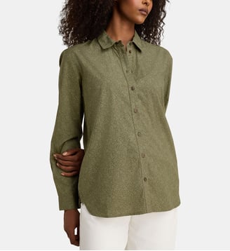 Chemise droite Alma Sur fleurs coton - Galeries Lafayette - Vert foncé