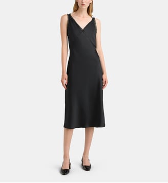 Robe longue Bridget F satinée  - Galeries Lafayette - Noir