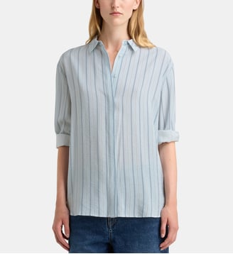 Chemise droite fluide Alma Rayado - Galeries Lafayette - Bleu ciel
