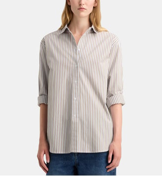 Chemise droite Chelsea Rayé coton  - Galeries Lafayette - Kaki