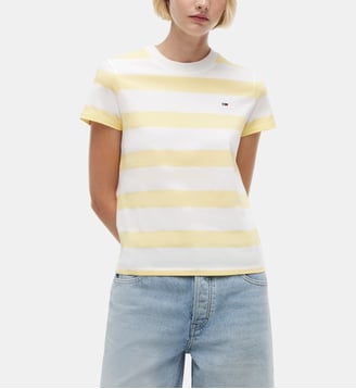 T-shirt droit à rayures - Tommy Hilfiger - Jaune et blanc