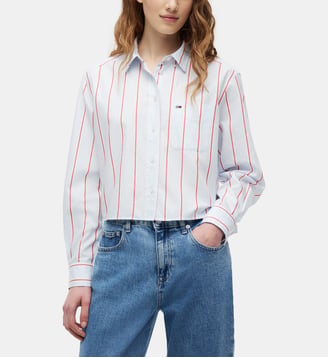 Chemise droite à rayures - Tommy Hilfiger - Bleu et rouge